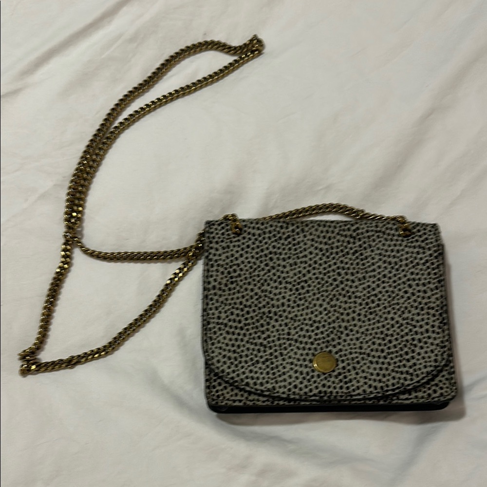 Madewell Black and Gold Suede Crossbody Bag